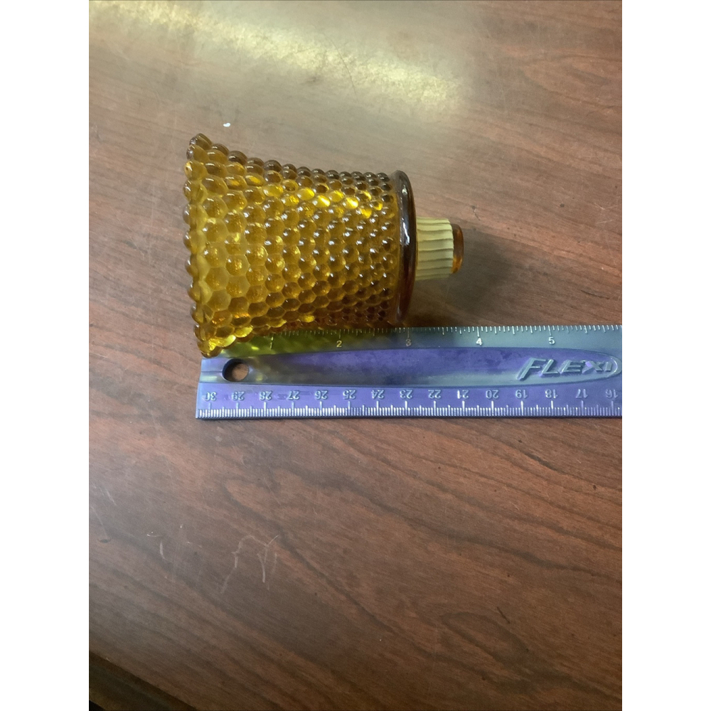 Vintage Amber Glass Hobnail Ped Votive Cup Candle Holder - Picture 4 of 4